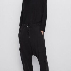 NWOT Zara Black Drop Crotch Joggers